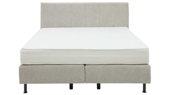 Boxspringbett Interliving aus Stoff in Beige Interliving Boxspringbett Serie 1418 - Boxspringbett mit gestepptem Kopfteil naturfarbener Webstoff Famosa – Liegefläche ca. 180 x 200 cm