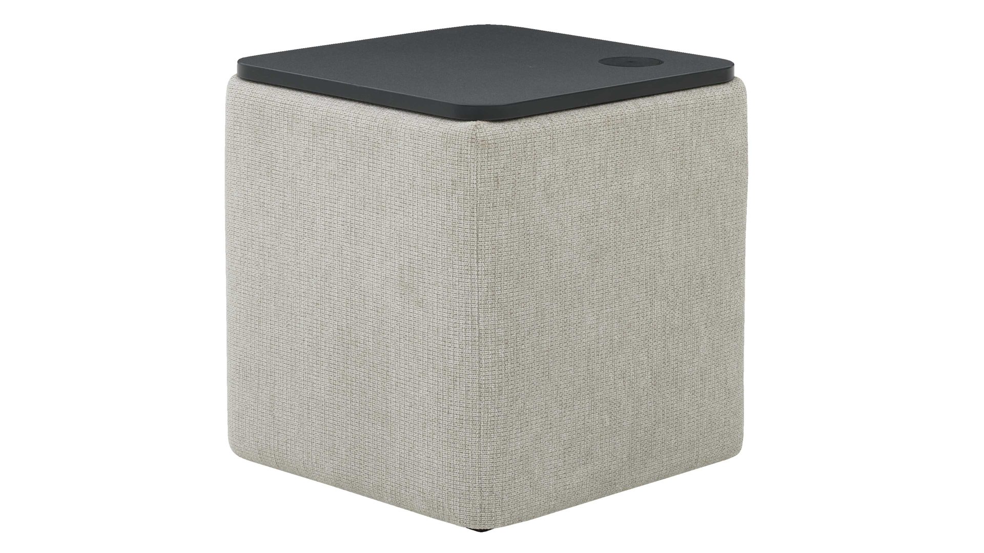 Nachttisch Interliving aus Stoff in Beige Interliving Boxspringbett Serie 1418 - Nachtkonsole mit Ladefeld naturfarbener Webstoff Famosa