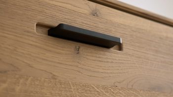 Wohnwand Interliving aus Holz in Holzfarben Interliving Wohnzimmer Serie 2029 - Wohnwand Wildeiche & Granit-Steinoptik - dreiteilig, Breite ca. 320 cm