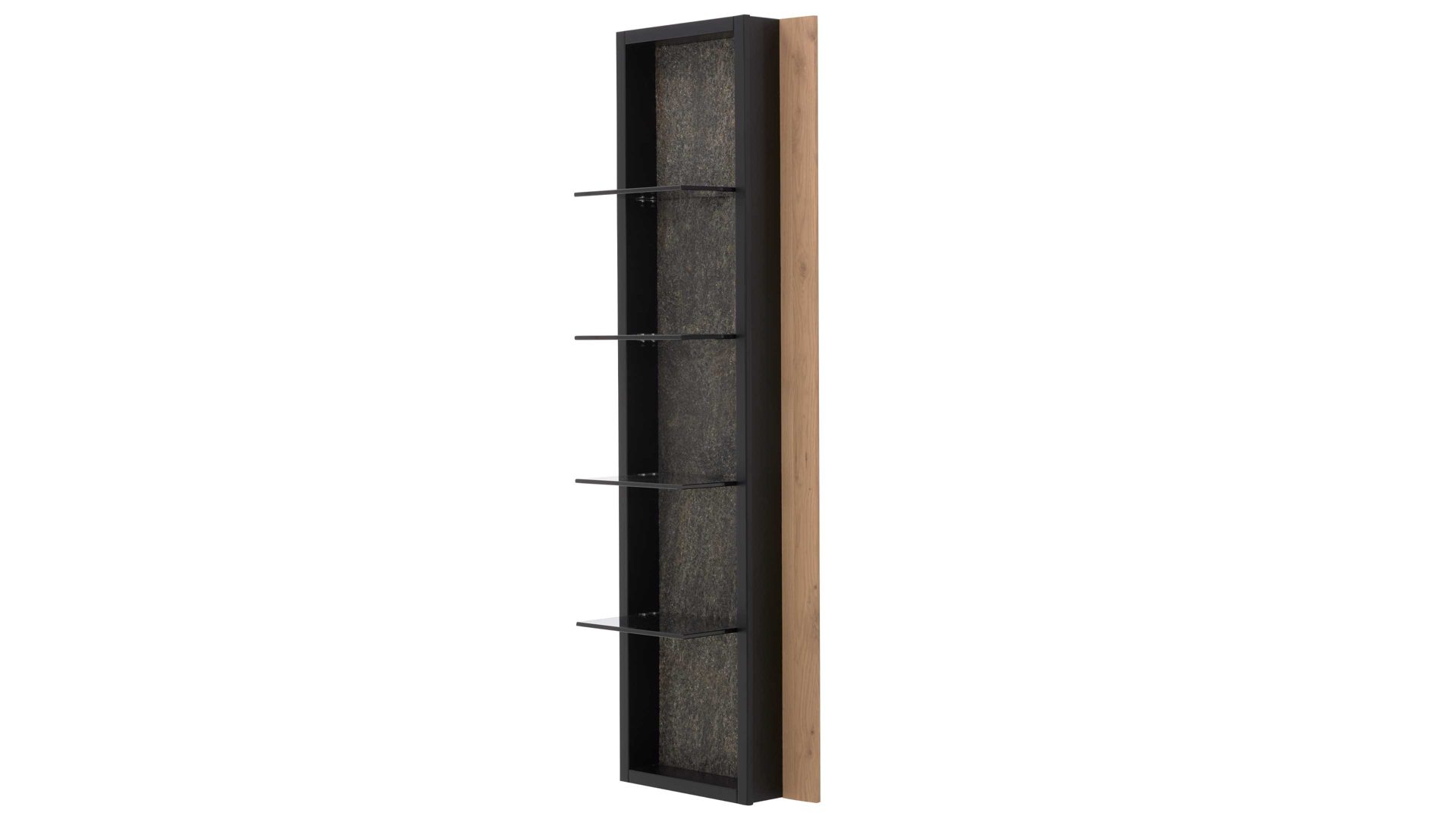 Wohnwand Interliving aus Holz in Holzfarben Interliving Wohnzimmer Serie 2029 - Wohnwand Wildeiche & Granit-Steinoptik - dreiteilig, Breite ca. 336 cm
