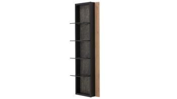 Wandregal Interliving aus Holz in Holzfarben Interliving Wohnzimmer Serie 2029 - Wandregal Wildeiche & Granit-Steinoptik - ca. 46 x 135 cm