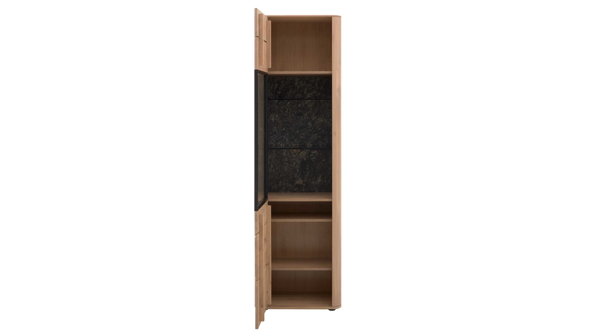 Vitrine Interliving aus Holz in Holzfarben Interliving Wohnzimmer Serie 2029 - Vitrine Wildeiche & Granit-Steinoptik - eine Tür, Breite ca. 60 cm