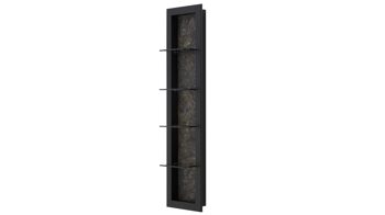 Wandregal Interliving aus Holz in Holzfarben Interliving Wohnzimmer Serie 2029 - Wandregal Mattschwarz & Granit-Steinoptik - ca. 33 x 135 cm