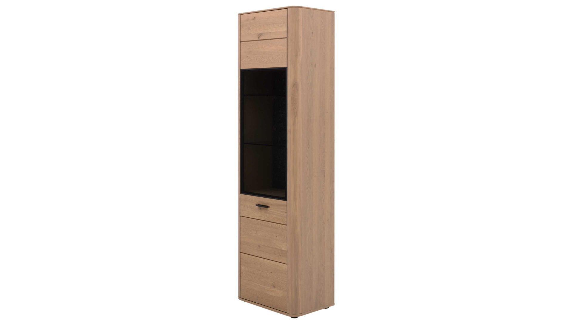 Vitrine Interliving aus Holz in Holzfarben Interliving Wohnzimmer Serie 2029 - Vitrine Wildeiche & Granit-Steinoptik - eine Tür, Breite ca. 60 cm