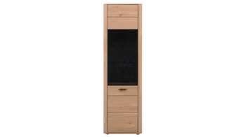 Vitrine Interliving aus Holz in Holzfarben Interliving Wohnzimmer Serie 2029 - Vitrine Wildeiche & Granit-Steinoptik - eine Tür, Breite ca. 60 cm