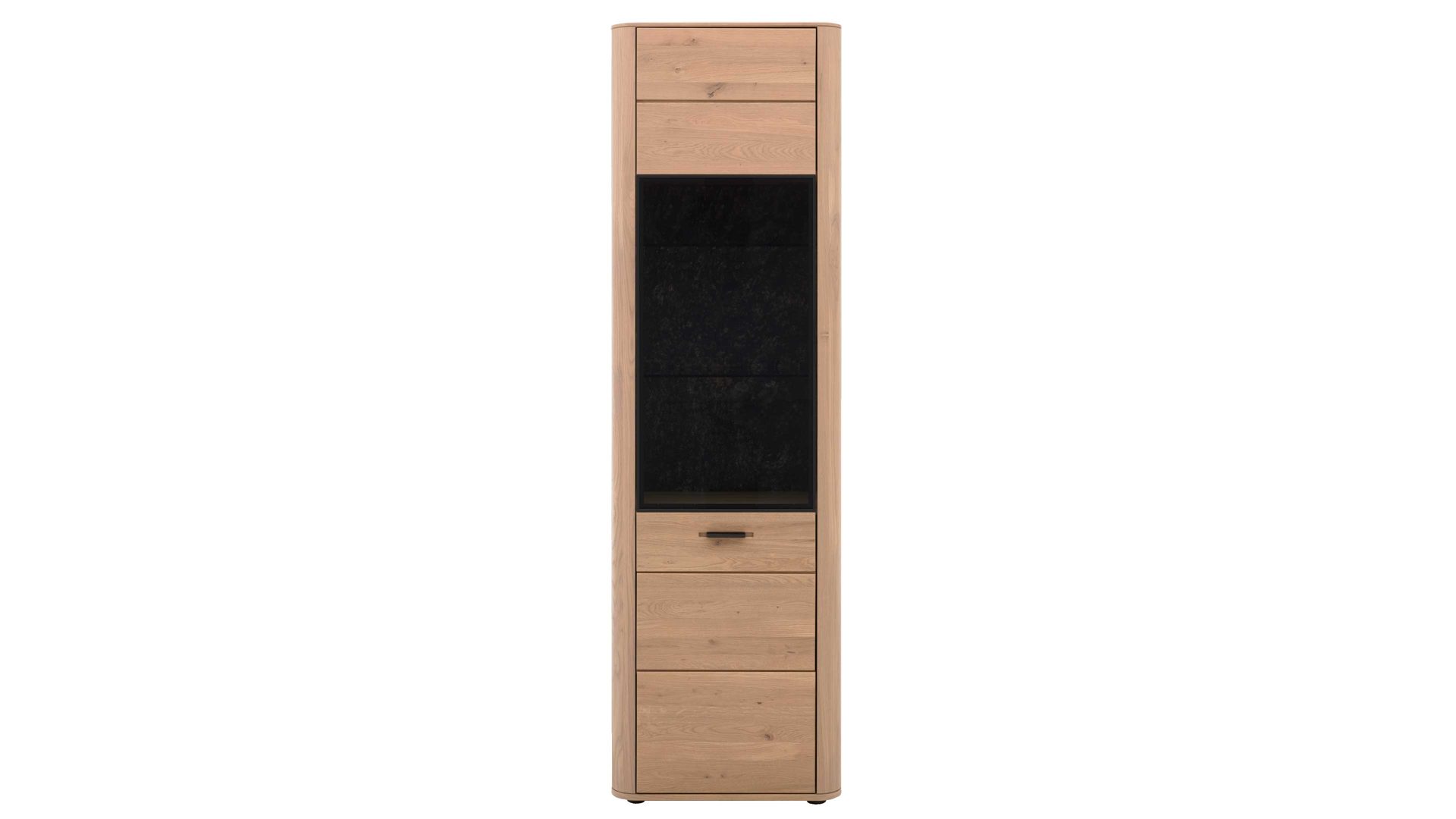 Vitrine Interliving aus Holz in Holzfarben Interliving Wohnzimmer Serie 2029 - Vitrine Wildeiche & Granit-Steinoptik - eine Tür, Breite ca. 60 cm