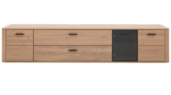 Lowboard Interliving aus Holz in Holzfarben Interliving Wohnzimmer Serie 2029 - Hänge-Lowboard Wildeiche & Granit-Steinoptik - vier Türen, eine Schublade, Länge ca. 220 cm