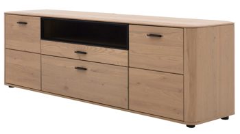 Lowboard Interliving aus Holz in Holzfarben Interliving Wohnzimmer Serie 2029 - Medien-Lowboard 32 Wildeiche & Granit-Steinoptik - zwei Türen, zwei Schubladen, Länge ca. 200 cm