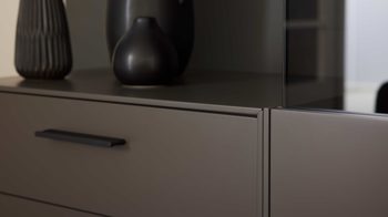 Hängeschrank Interliving aus Holz in Dunkelgrau Interliving Wohnzimmer Serie 2030 - TV-Hängeelement 30 Wolfram Grey - zwei Schubladen, Breite ca. 60 cm