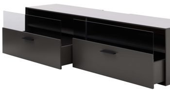 Lowboard Interliving aus Holz in Dunkelgrau Interliving Wohnzimmer Serie 2030 - Hänge-Lowboard Wolfram Grey & Spaltholz - zwei Schubladen, Länge ca. 180 cm