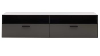 Lowboard Interliving aus Holz in Dunkelgrau Interliving Wohnzimmer Serie 2030 - Hänge-Lowboard Wolfram Grey & Spaltholz - zwei Schubladen, Länge ca. 180 cm