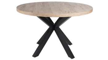 Esstisch Duo collection aus Holz in Holzfarben Hell Esstisch Damira Wildeiche & schwarzes Gestell - Durchmesser ca. 100 cm