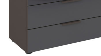 Kommode Rauch aus Holz in Dunkelgrau rauch ORANGE Kommodenprogramm Flipp Glas Basalt - fünf Schublade, eine Tür - ca. 120 x 100 cm