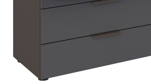 Kommode Rauch aus Holz in Dunkelgrau rauch ORANGE Kommodenprogramm Flipp Glas Basalt - fünf Schublade, eine Tür - ca. 120 x 100 cm