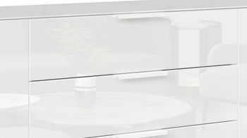 Kommode Rauch aus Holz in Weiß rauch ORANGE Kommodenprogramm Flipp Glas Weiß & Alpinweß - fünf Schubladen, zwei Türen - ca. 180 x 100 cm