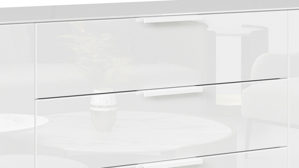 Kommode Rauch aus Holz in Weiß rauch ORANGE Kommodenprogramm Flipp Glas Weiß & Alpinweß - fünf Schubladen, zwei Türen - ca. 180 x 100 cm