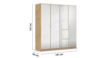 Kleiderschrank Rauch aus Holz in Holzfarben rauch BLUE Drehtürenschrank Reflect Spiegel & Eiche Artisan - Breite ca. 180 cm