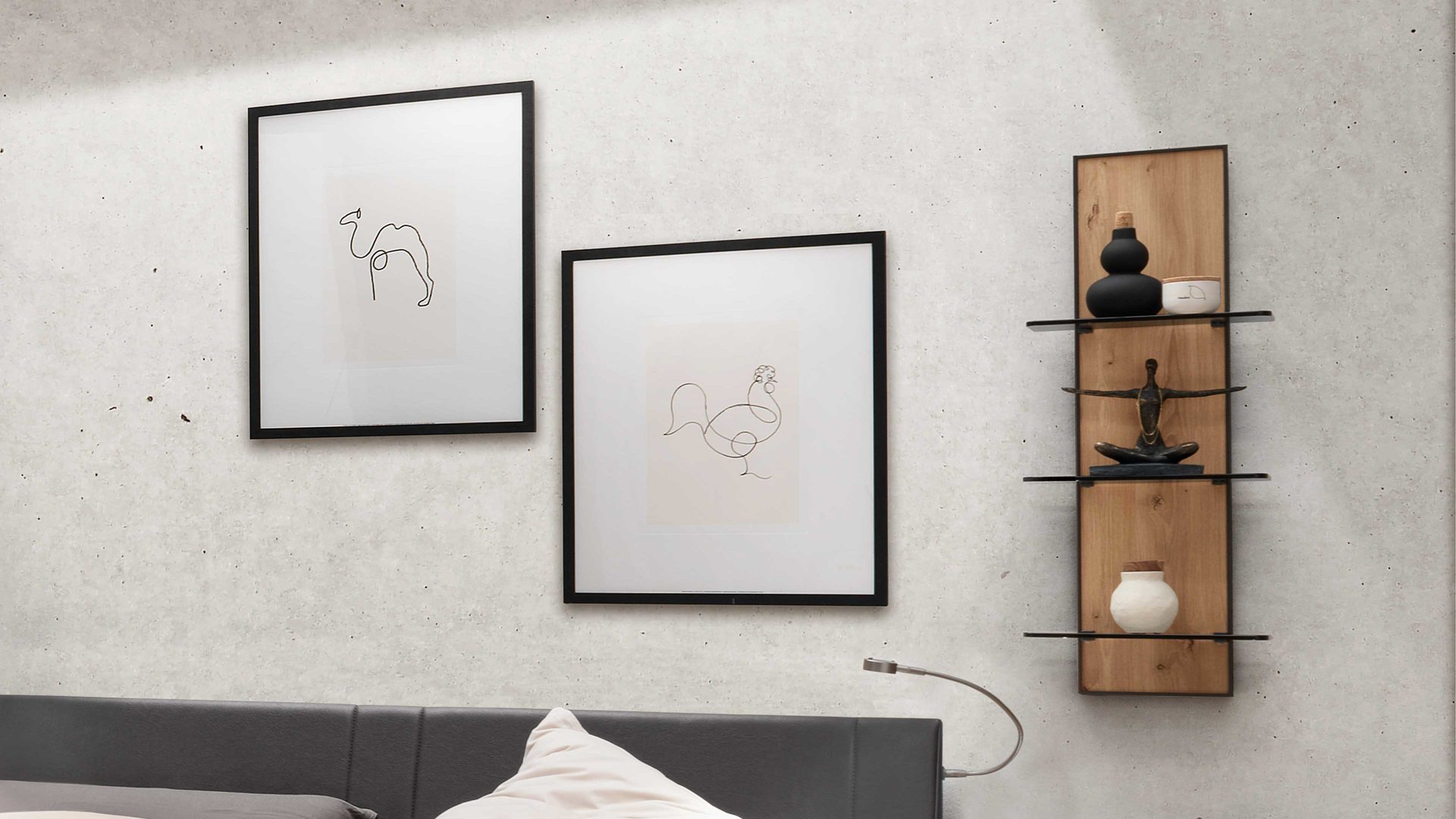 Wandregal Wiemann | oeseder aus Holz in Holzfarben WIEMANN Schlafzimmerserie Cadiz - Wandregal Bianco Eiche & Rauchglas - ca. 35 x 90 cm