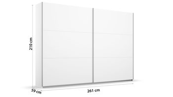 Kleiderschrank Rauch aus Holz in Weiß rauch BLUE Schwebetürenschrank Aurelio Alpinweiß - Breite ca. 261 cm