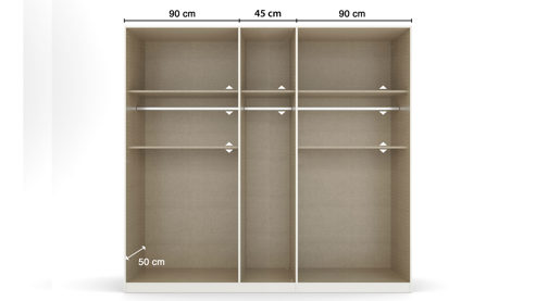 Kleiderschrank Rauch aus Holz in Grau rauch BLUE Drehtürenschrank Ticao Grau-Metallic & Atlantic Oak - Breite ca. 226 cm