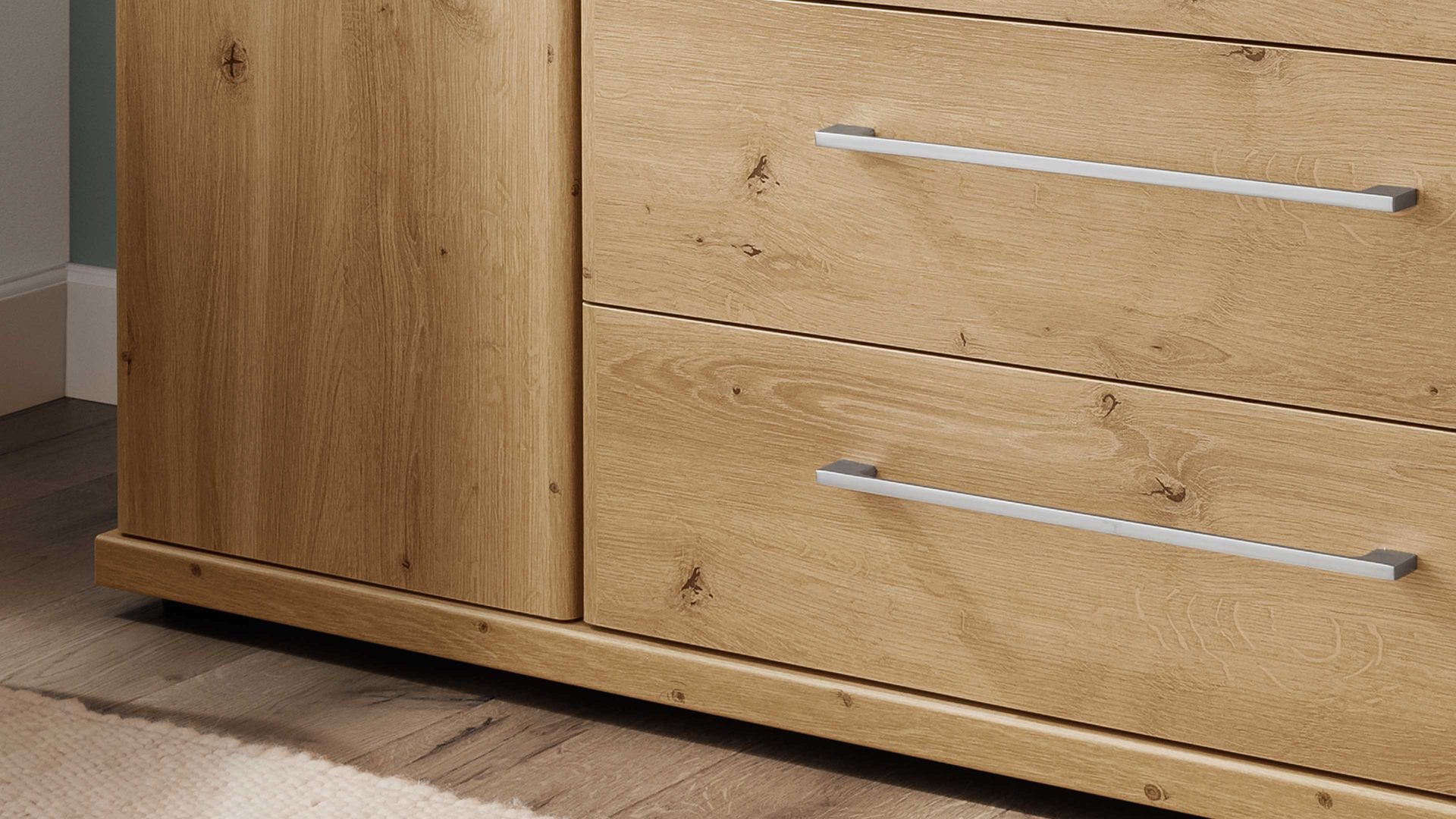 Kombikommode Wiemann | oeseder aus Holz in Holzfarben WIEMANN Schlafzimmerserie Mainau 2 - Kombikommode Bianco Eiche - zwei Türen, vier Schubladen, Breite ca. 149 cm