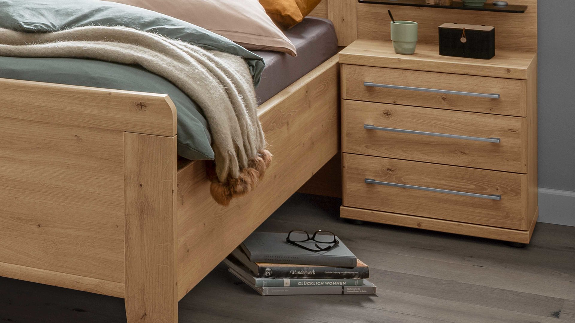 Nachtkommode Wiemann | oeseder aus Holz in Holzfarben WIEMANN Schlafzimmerserie Mainau 2 - Nachtkommoden-Set Bianco Eiche - zweiteilig, Breite ca. 50 cm