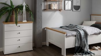 Schubladenkommode Wiemann | oeseder aus Holz in Weiß WIEMANN Schlafzimmerserie Marlow - Schubladenkommode Weiß & Bianco Eiche - vier Schubladen, Breite ca. 75 cm