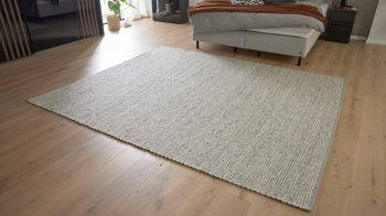 Handwebteppich Interliving aus Naturfaser in Weiß Interliving Teppich Serie B-8003 weiß melierte Schurwolle – ca. 70 x 130 cm