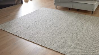 Handwebteppich Interliving aus Naturfaser in Weiß Interliving Teppich Serie B-8003 weiß melierte Schurwolle – ca. 70 x 130 cm