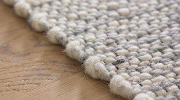 Handwebteppich Interliving aus Naturfaser in Weiß Interliving Teppich Serie B-8003 weiß melierte Schurwolle – ca. 70 x 130 cm