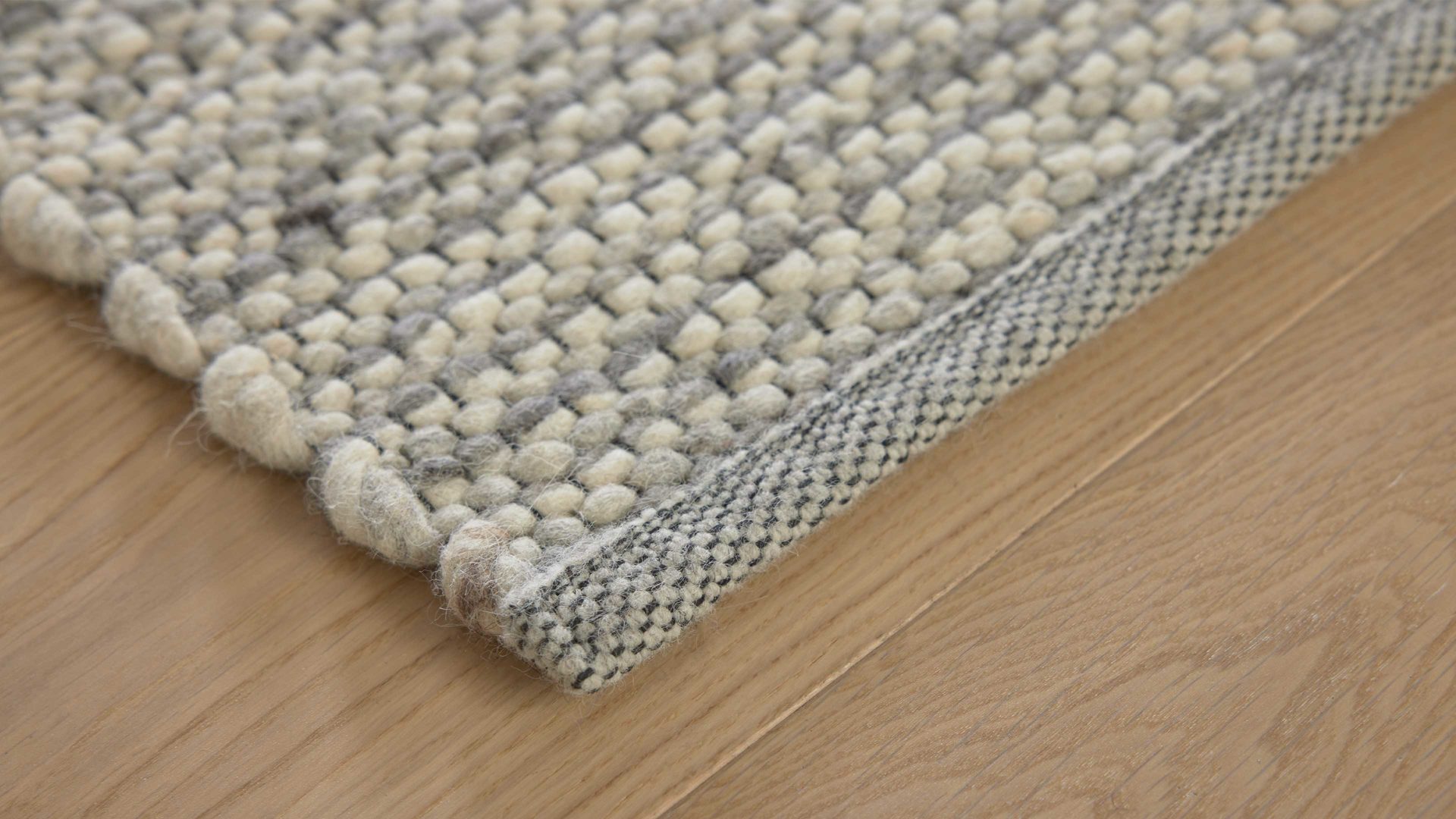 Handwebteppich Interliving aus Naturfaser in Weiß Interliving Teppich Serie B-8003 Weiß meliert – ca. 170 x 240 cm