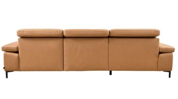 Ecksofa Interliving aus Stoff in Orange Interliving Sofa Serie 4064 - Ecksofa kurkumafarbene Mikrofaser Galero Punto & Fuß W003-01 - Stellfläche ca. 275 x 176 cm