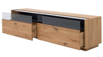 Wohnwand Interliving aus Holz in Holzfarben Interliving Wohnzimmer Serie 2027 - Wohnwand Asteiche - vierteilig, Breite ca. 337 cm