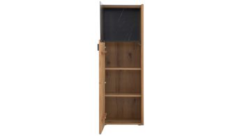Vitrine Interliving aus Holz in Holzfarben Interliving Wohnzimmer Serie 2027 - Highboard-Vitrine Asteiche - eine Tür, Höhe ca. 144 cm