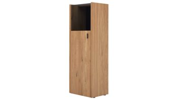 Vitrine Interliving aus Holz in Holzfarben Interliving Wohnzimmer Serie 2027 - Highboard-Vitrine Asteiche - eine Tür, Höhe ca. 144 cm