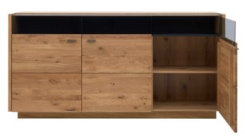 Sideboard Interliving aus Holz in Holzfarben Interliving Wohnzimmer Serie 2027 - Sideboard Asteiche - drei Türen,  Länge ca. 186 cm