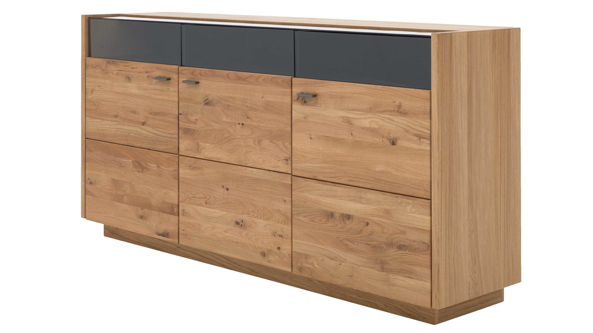 Sideboard Interliving aus Holz in Holzfarben Interliving Wohnzimmer Serie 2027 - Sideboard Asteiche - drei Türen,  Länge ca. 186 cm