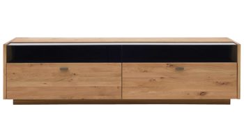 Lowboard Interliving aus Holz in Holzfarben Interliving Wohnzimmer Serie 2027 - Lowboard 02 Asteiche - zwei Schubladen, Länge ca. 216 cm