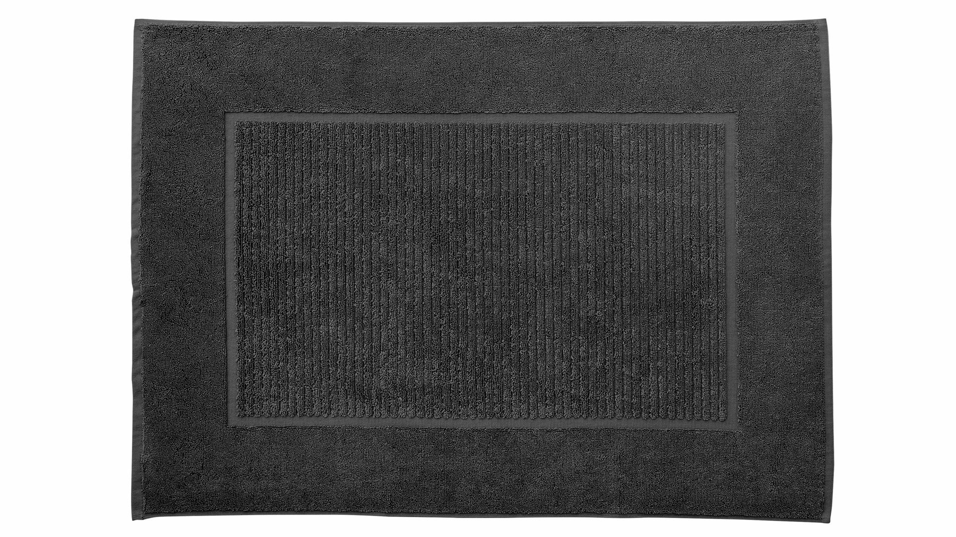 Badematte / Badeteppich Interliving aus Naturfaser in Anthrazit Interliving Handtuch Serie 9108 - Badvorleger anthrazitfarbene Baumwolle  - ca. 60 x 80 cm