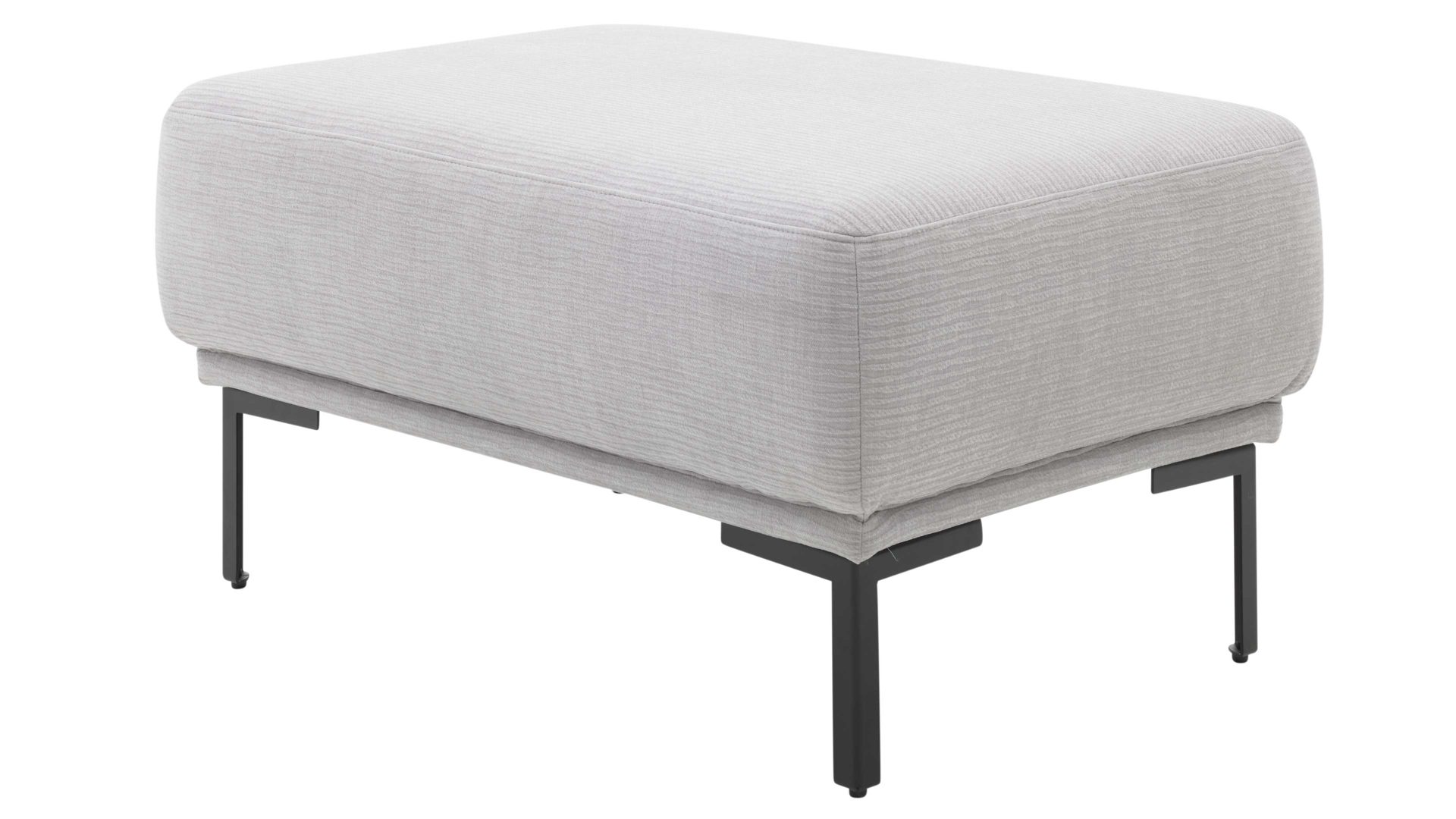 Polsterhocker Interliving aus Stoff in Hellgrau Interliving Sofa Serie 4255 – Polsterhocker silberfarbener Bezug Mara 9 & schwarze Metallfüße 4.26 - ca. 95 x 65 cm