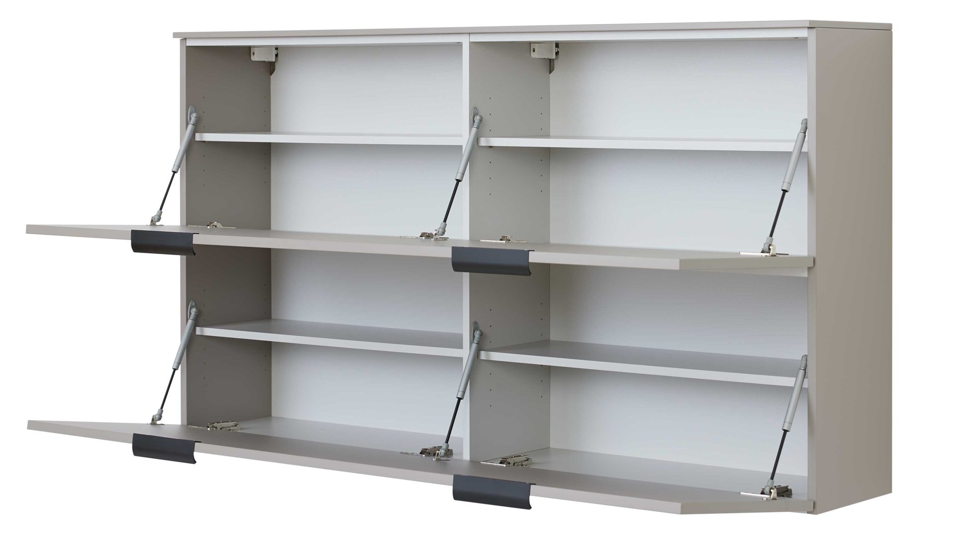 Schuhschrank Interliving aus Holz in Hellgrau Interliving Garderobe Serie 6012 - Hänge-Schuhschrank graubeiger Mattlack - zwei Klappen, Breite ca.  160 cm