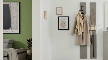 Wandgarderobe Interliving aus Holz in Hellgrau Interliving Garderobe Serie 6012 - Wandgarderobe graubeiger Mattlack - ca. 20 x 180 cm