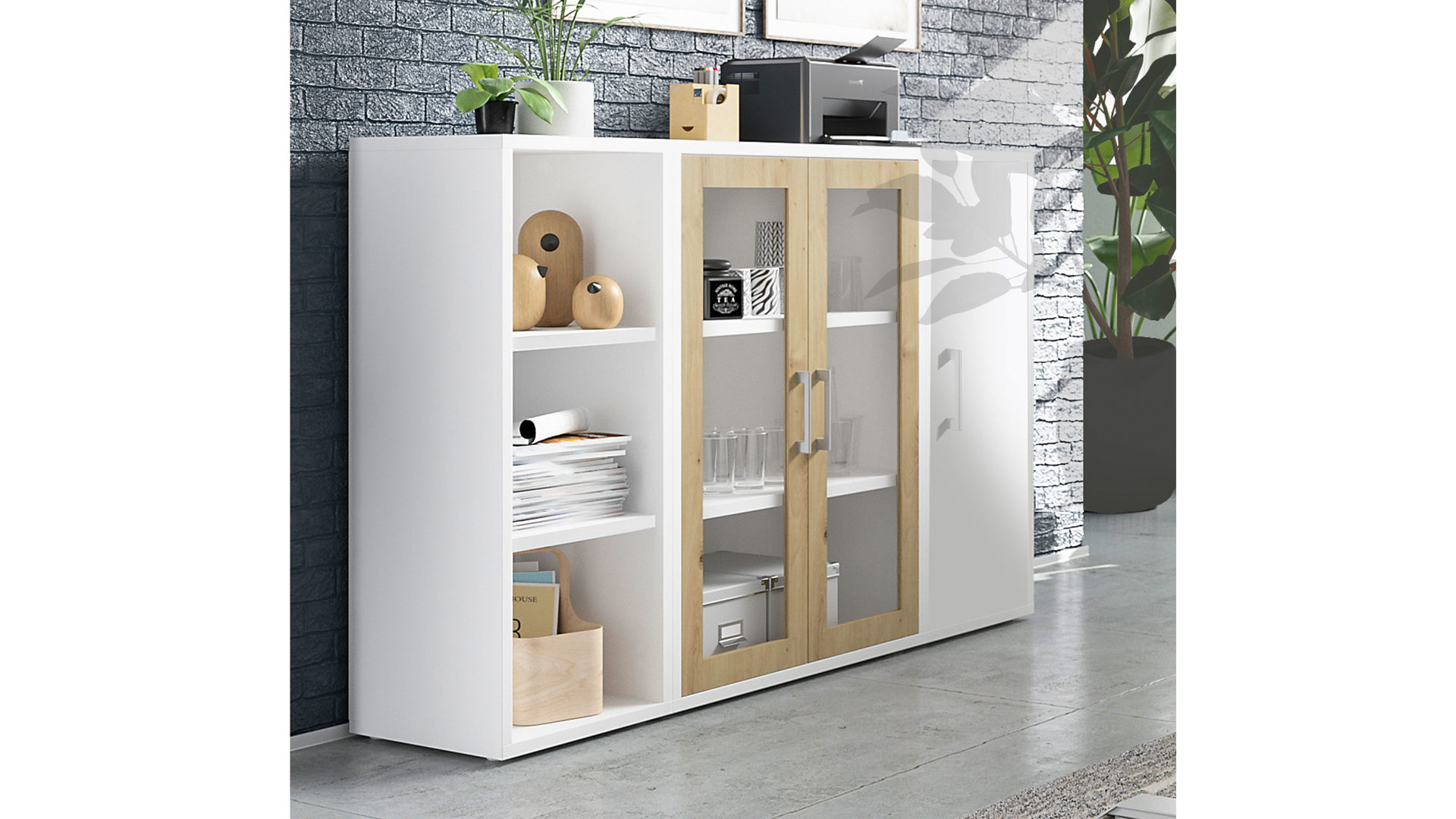 Regal Mäusbacher aus Holz in Weiß Büroprogramm Big Profi Office - Regal Weiß - drei Fächer, ca. 44 x 111 cm