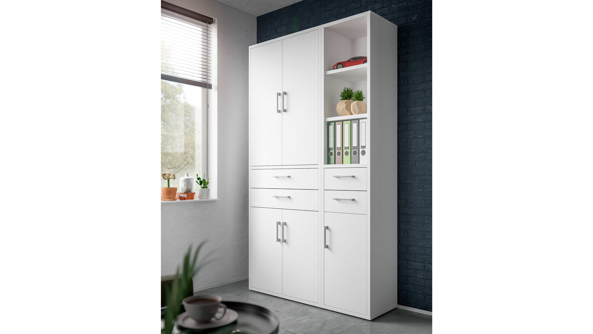 Türen-Set Mäusbacher aus Holz in Weiß Büroprogramm Big Profi - Türen & Schubkasten-Set Weiß - eine Tür & zwei Schübe, ca. 38 x 104 cm