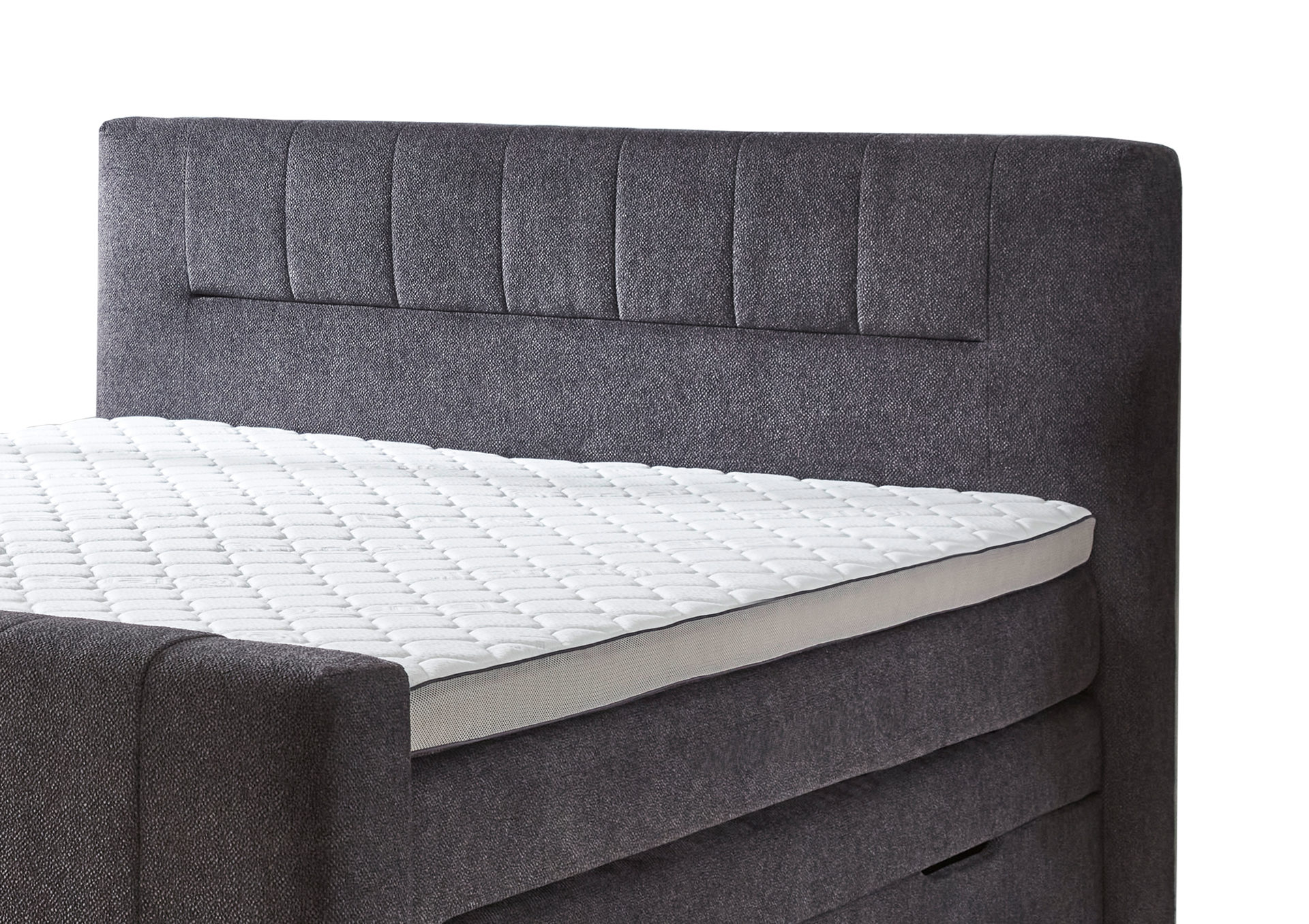 Boxspringbett Sun garden | 162719 aus Stoff in Anthrazit Boxspringbett Kenosha anthrazitfarbener Samtbezug 50515-700 – Liegefläche ca. 180 x 200 cm