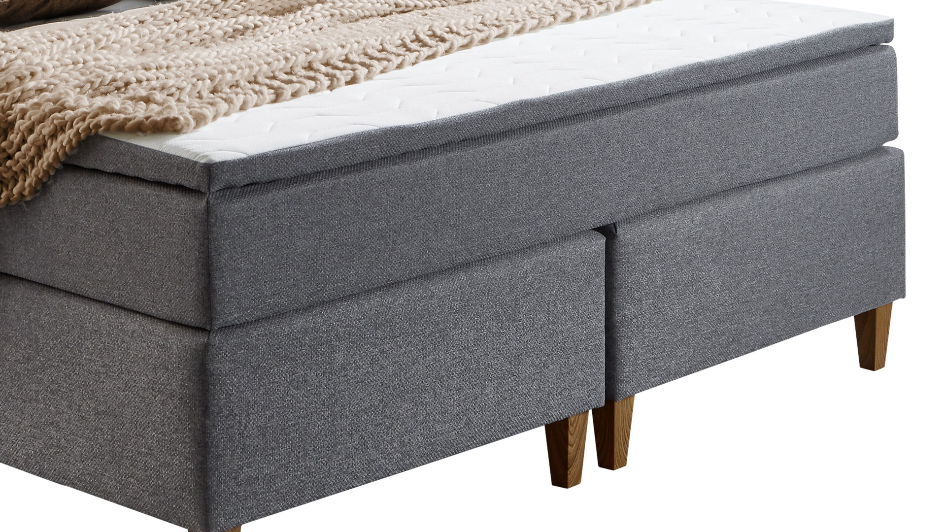 Boxspringbett Sun garden | 162719 aus Stoff in Grau Boxspringbett Kenora grauer Bezug 50512-710 – Liegefläche ca. 180 x 200 cm