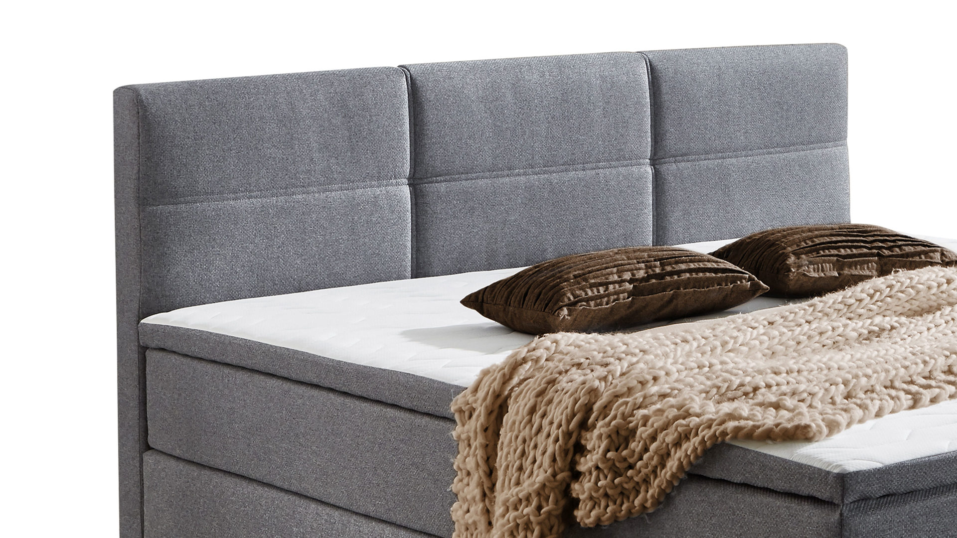 Boxspringbett Sun garden | 162719 aus Stoff in Grau Boxspringbett Kenora grauer Bezug 50512-710 – Liegefläche ca. 180 x 200 cm
