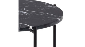 Beistelltisch Actona group aus Mineralmarmor /-guss Nachbildung in Schwarz Beistelltischserie Avila schwarze Marmoroptik & schwarzes Metallgestell - Höhe ca. 40 cm