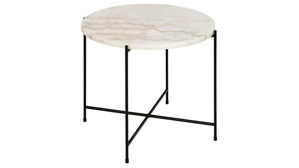 Beistelltisch Actona group aus Mineralmarmor /-guss in Weiß Beistelltischserie Avila weißer Marmor & schwarzes Metallgestell - Höhe ca. 40 cm