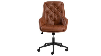 Bürostuhl Actona group aus Kunstleder in Braun Schreibtischstuhl Erik cognacfarbenes Kunstleder 691B & schwarzes Drehkreuz